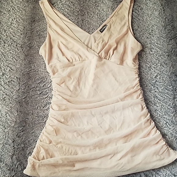 Express Tops - Express ruching top creme colored shimmery Express Tops - Express ruching top creme colored shimmery